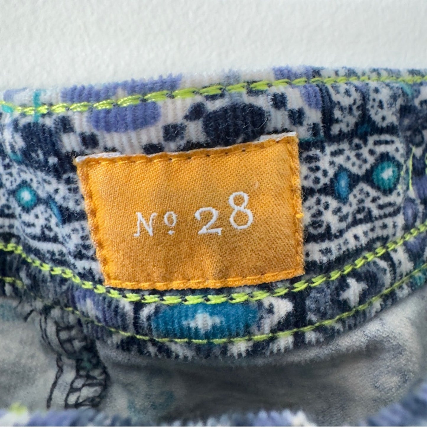 Pilcro and the Letterpress Anthropologie Blue Patterned Patchwork Corduroy Pants