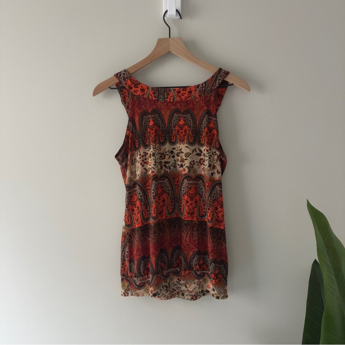 Y2K Heart Souls Paisley Print Sleeveless Top Sleeveless Tank Floral Banded Waist