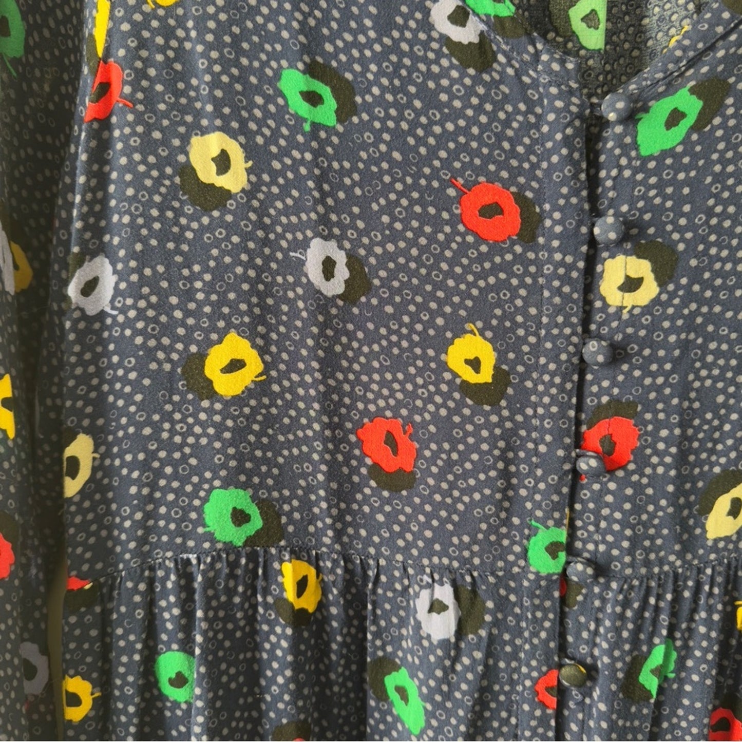 Maeve Anthropologie Button Down Front Colorful Blue Spotted Tunic Top Multicolor