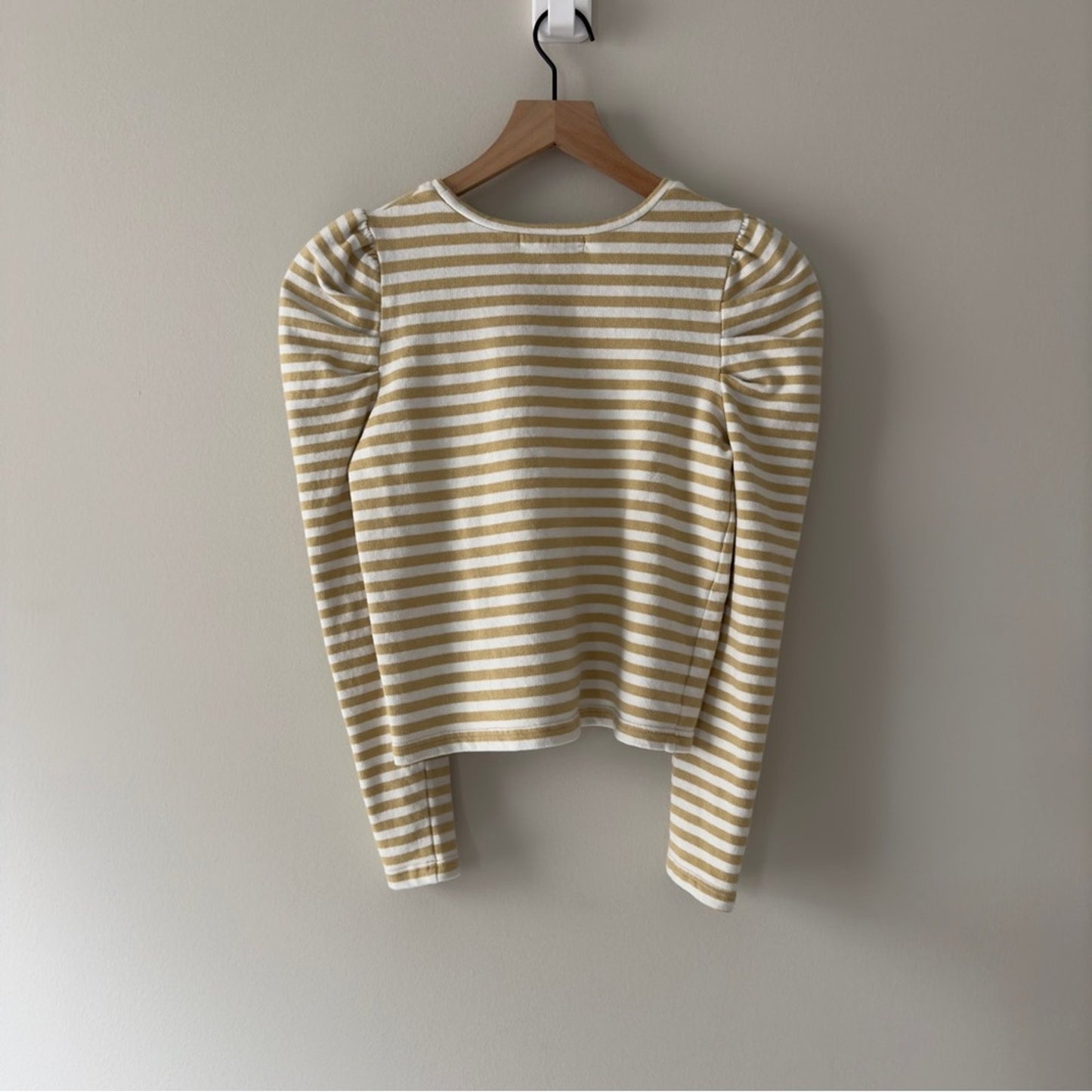 Rebecca Minkoff Puffed Shoulder Long Sleeve Tope Striped Crew cotton stretch XS