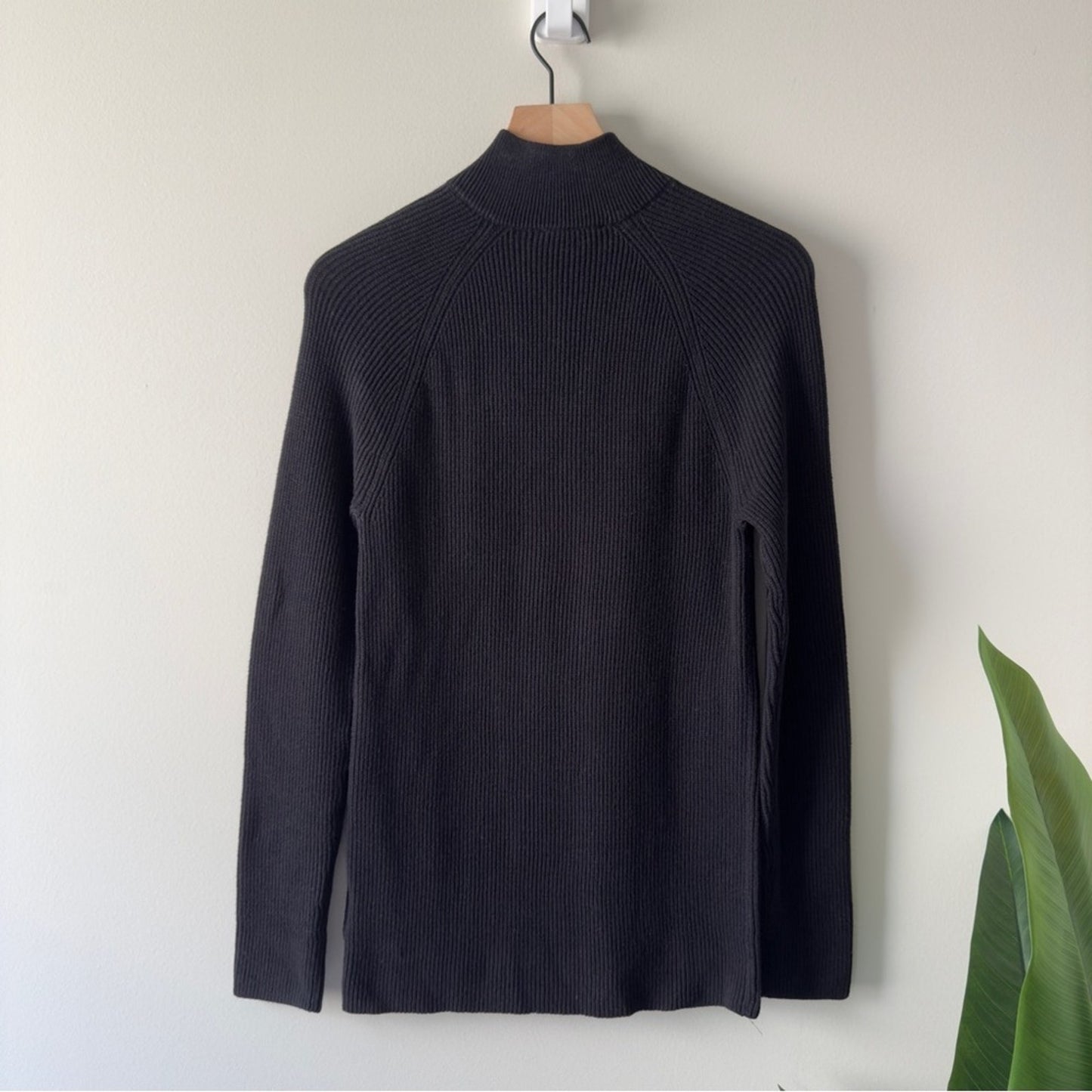 Express Black Half-Zip Turtleneck Sweater ribbed long sleeve classic fall winter
