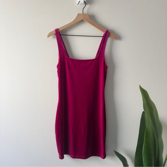 Urban Outfitters Hailey Velvet Dress Pink Mini Sleeveless Y2K Square Neck Solid