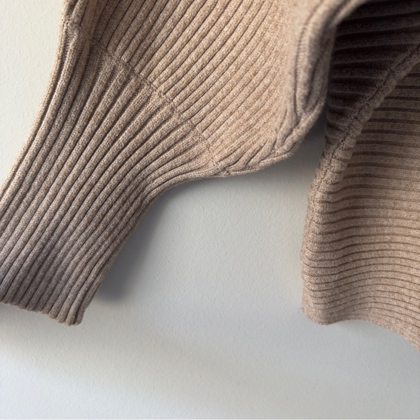Anthropologie Beige Tan Ribbed Crew Sweater Batwing Long Sleeve Solid Autumn 2X