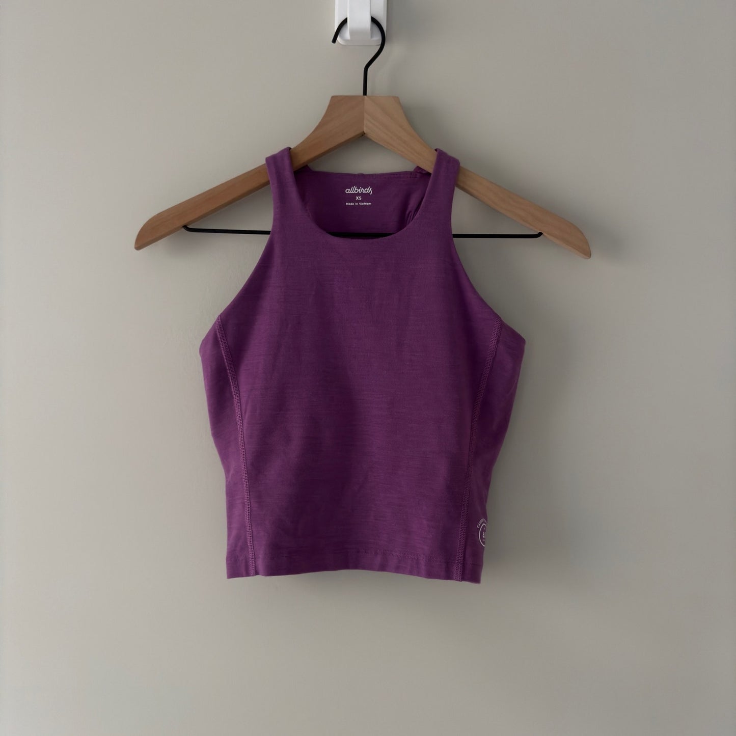 Allbirds Natural Run Form Tank Top Cropped Purple Lyocell Merino Wool Stretch XS