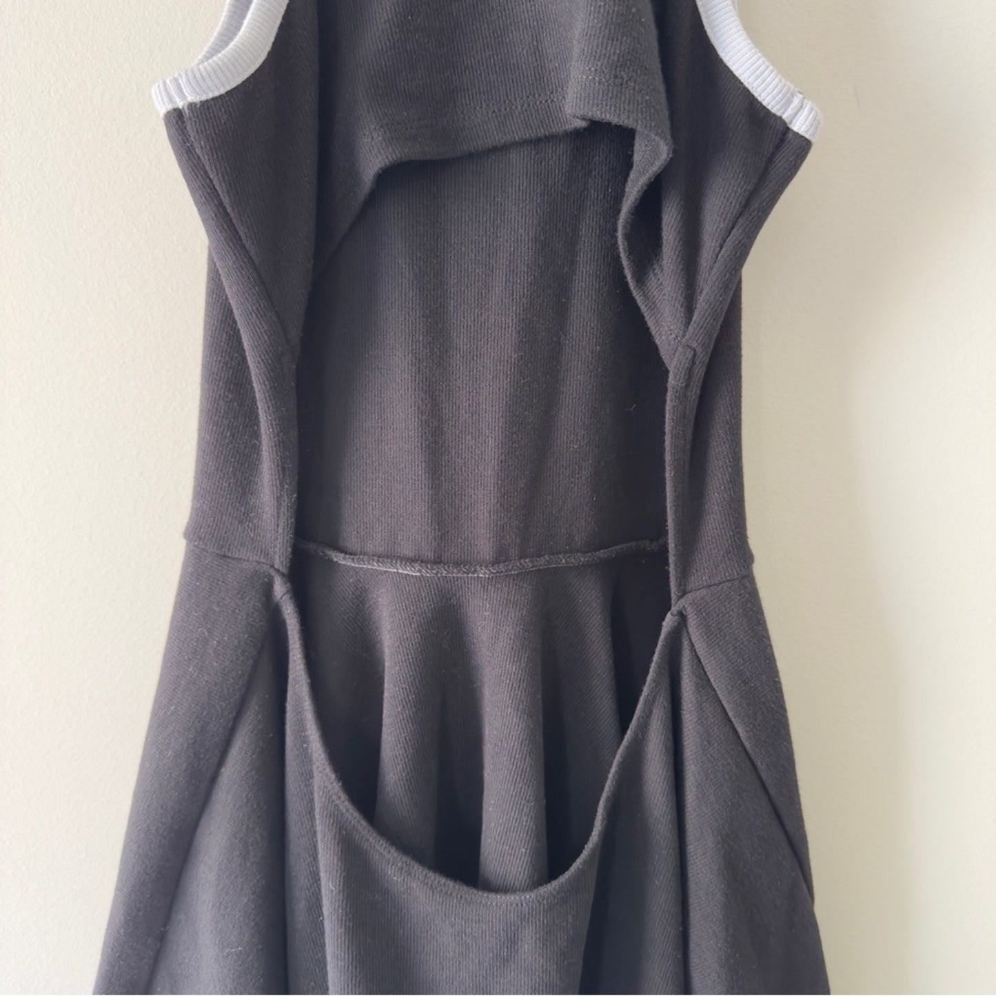 Anthropologie Daily Practice Cutout Back Black White A-Line Mini Dress Athletic