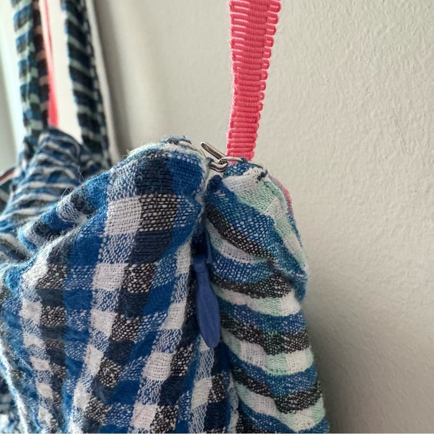 Anthropologie Maeve Waverly Dress One-Shoulder Checkered gingham midi asymmetric