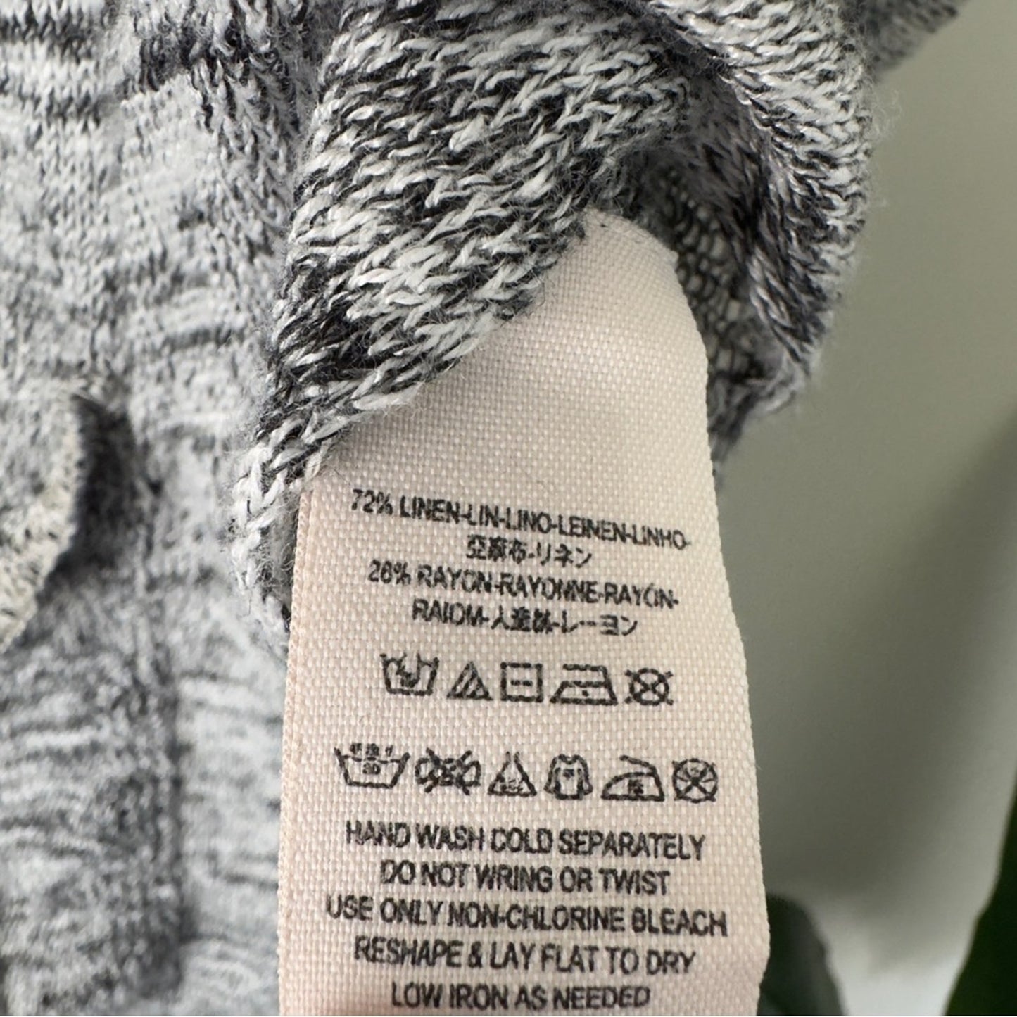 Free People Melange Knit High Low Top Short Sleeve Slit Gray White Oversized EUC