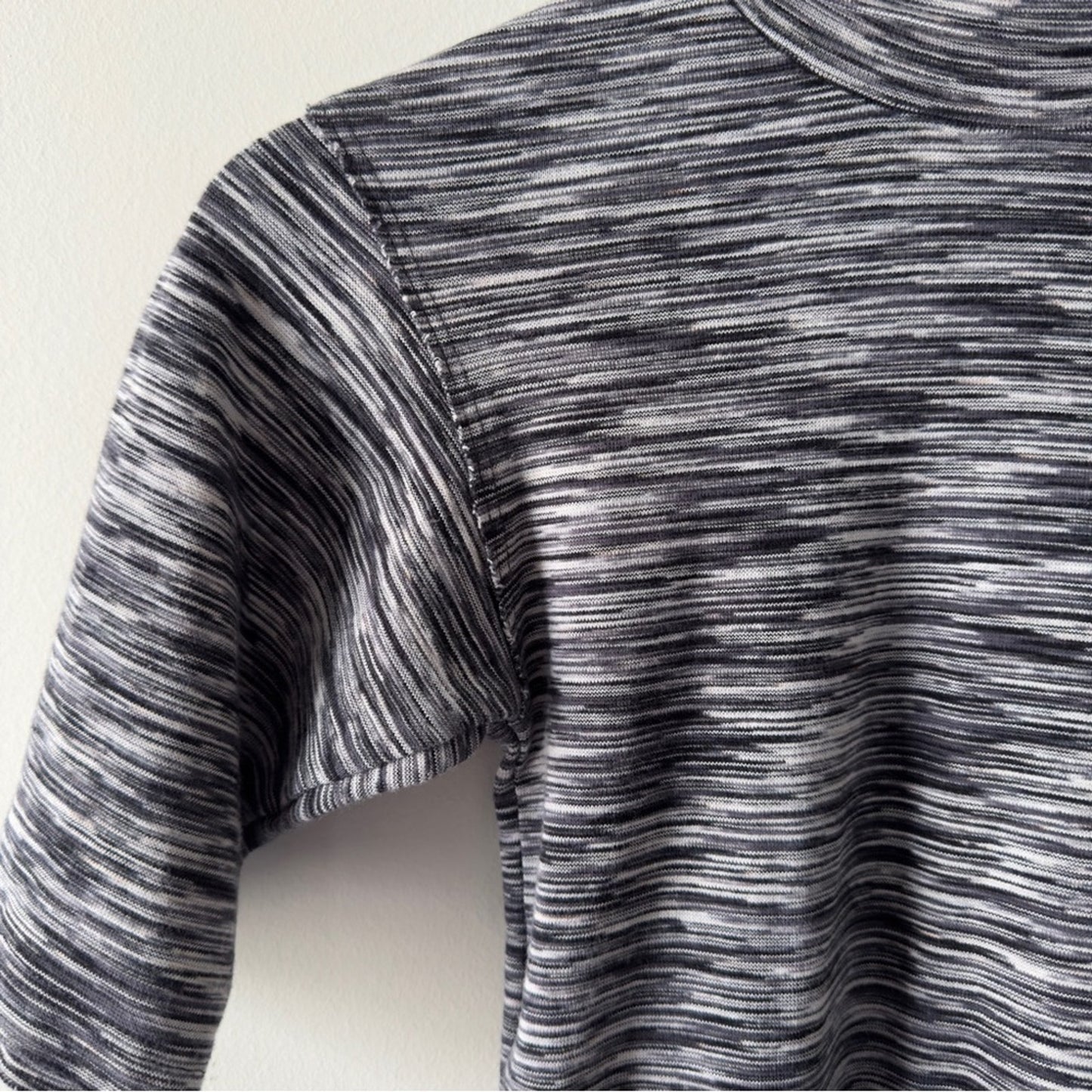 Free People Sunshine Turtleneck Top space dye Black and White 1/2 length sleeve