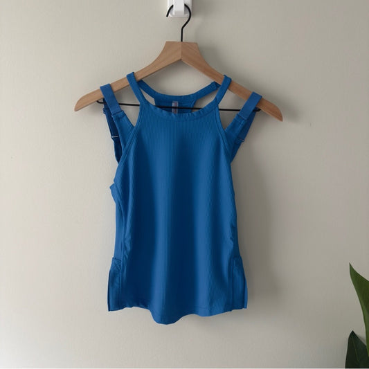 Free People FP Movement Back Roads Tank Top Blue Racerback Strappy ribbed active