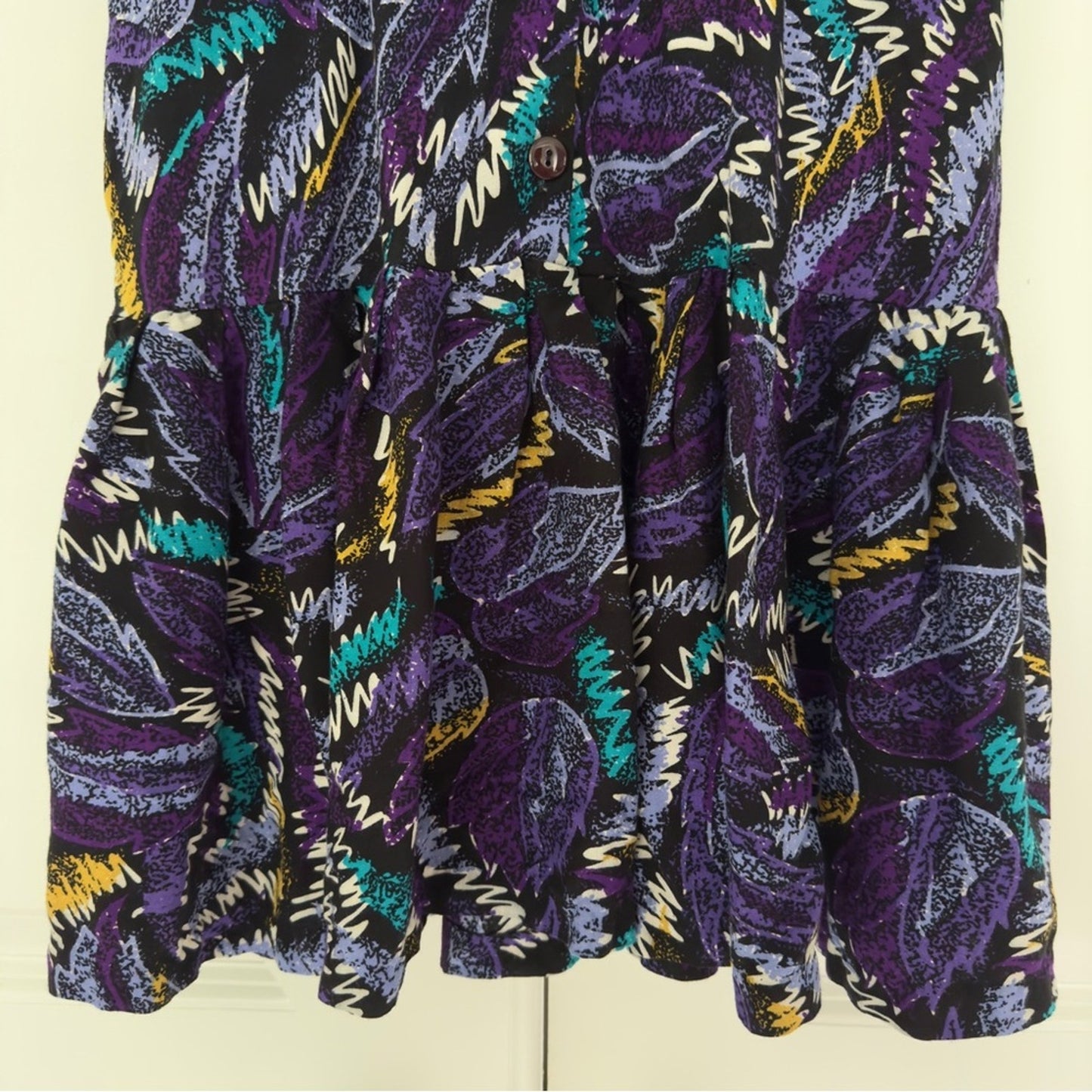 Vintage 90s Rampage Button Down Midi Dress 1990s Print Shoulder Pads VTG 9/10