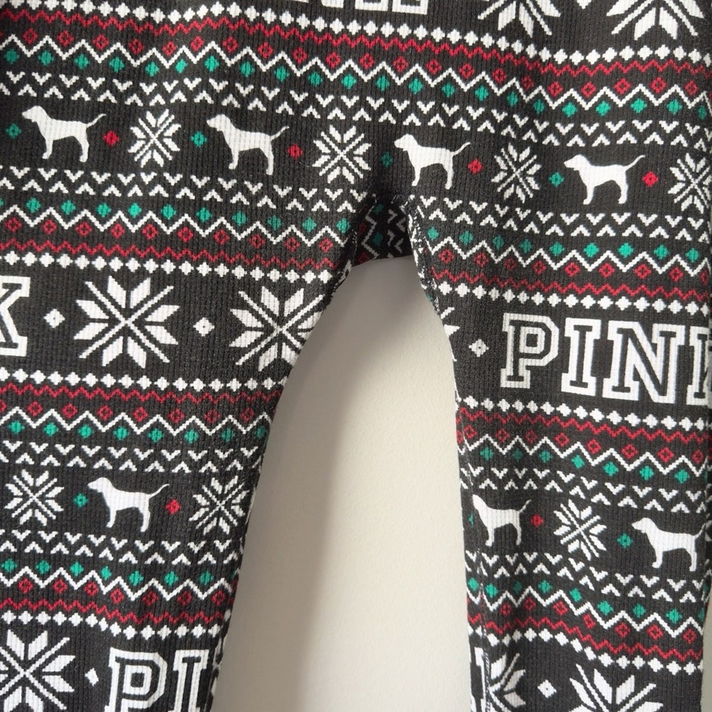 PINK Victoria's Secret Fair Isle Dog Patterned Pajama One Piece Onesie Jumpsuit