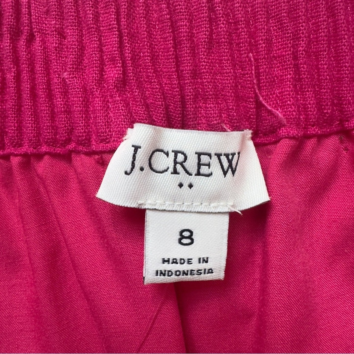 J. Crew Linen/Cotton Pink Bubble Mini Skirt scalloped hem stretchy elastic waist