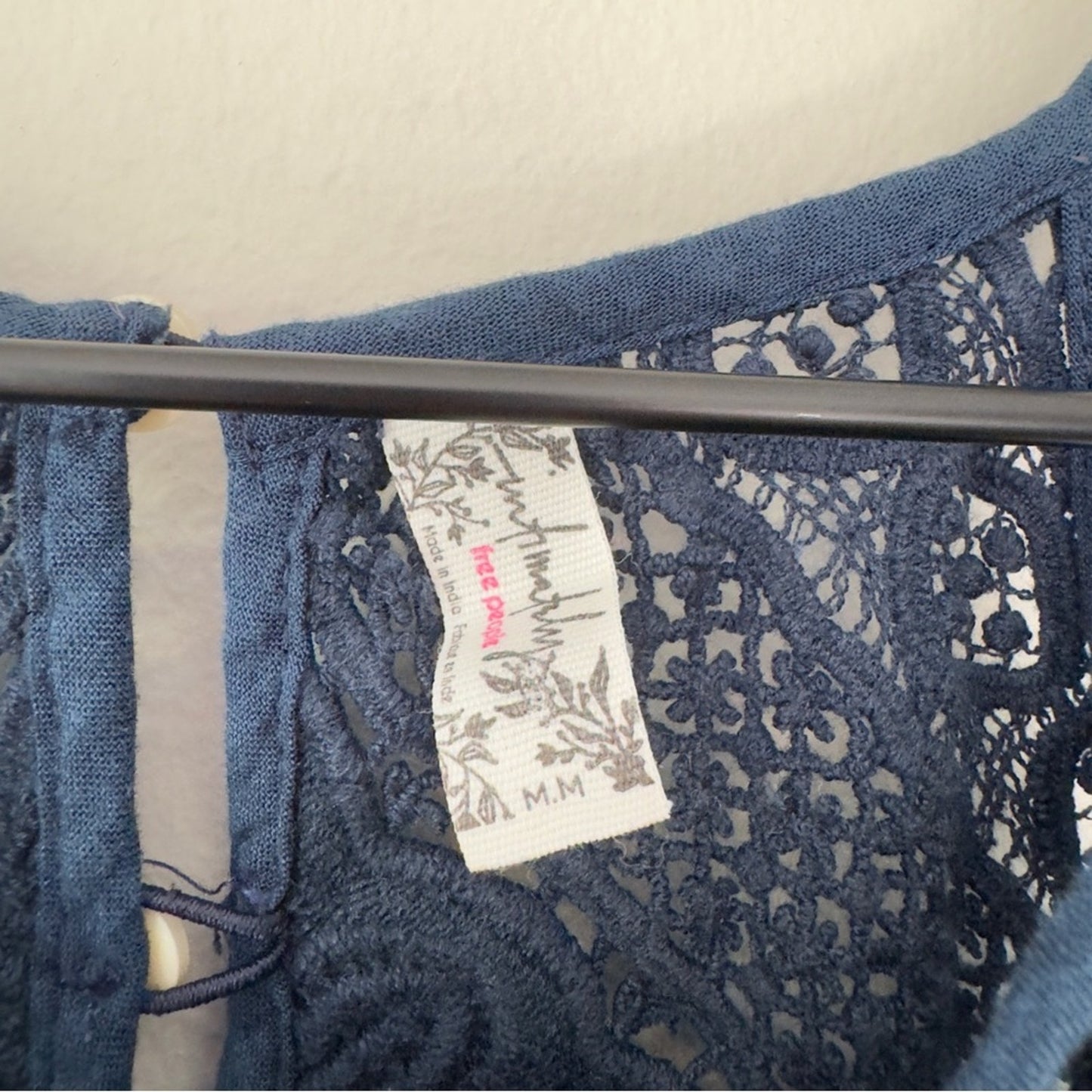 Free People Intimately Boho Paisley Pattern Spaghetti Strap Dress Button Up Lace