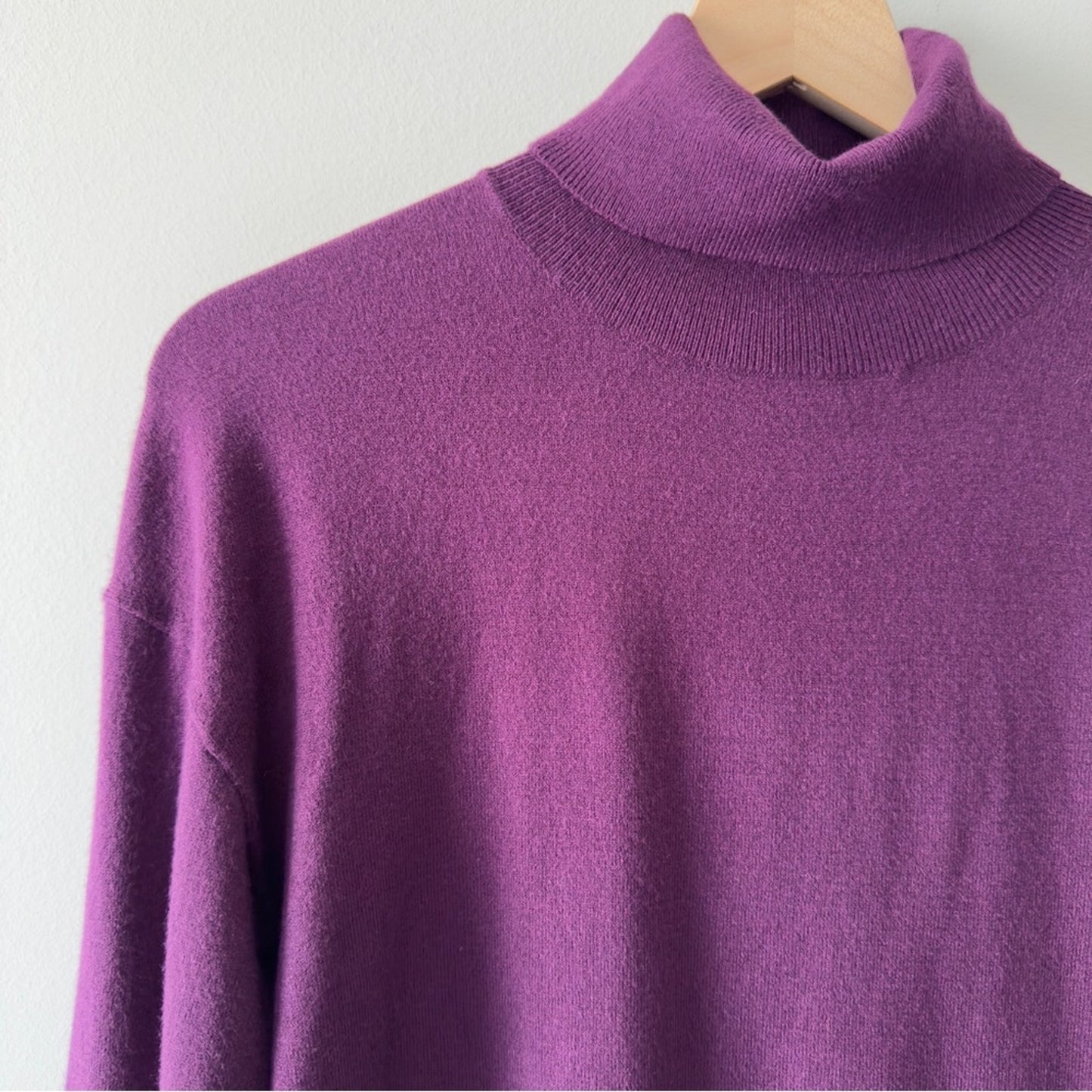 Express Deep Purple Turtleneck Sweater Long Sleeve Tight Knit Soft Solid Autumn