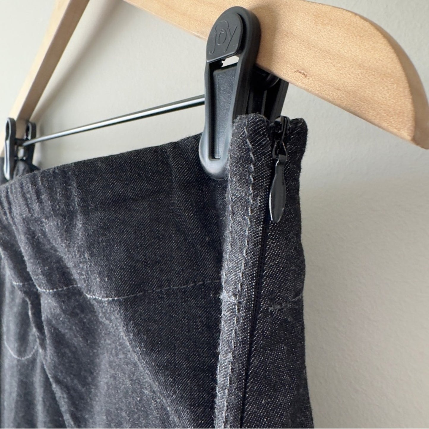 Eileen Fisher Charcoal A-Line Skirt Stretch Denim side zip zipper Jean cotton S