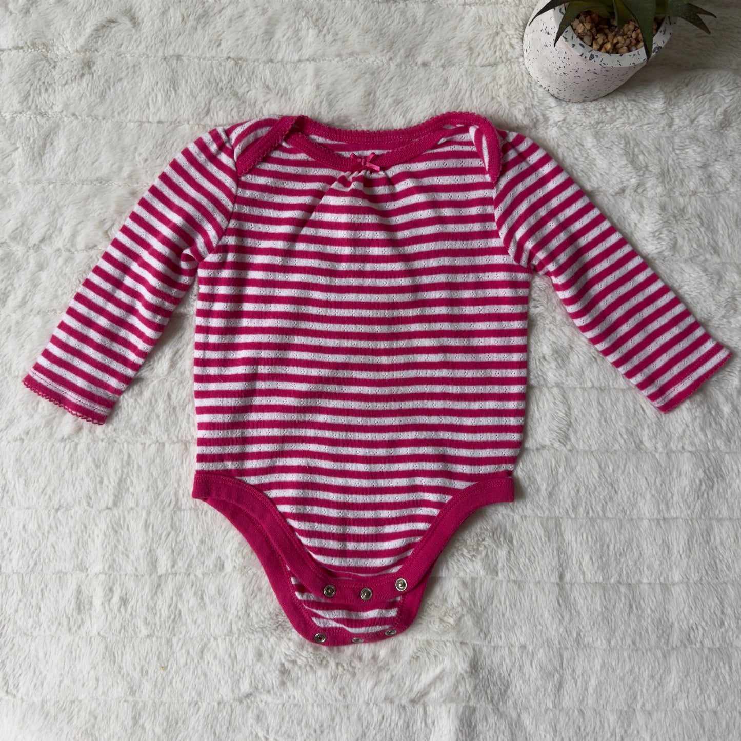 Garanimals 6–9 months long sleeve striped onesie snaps cotton blend pink white