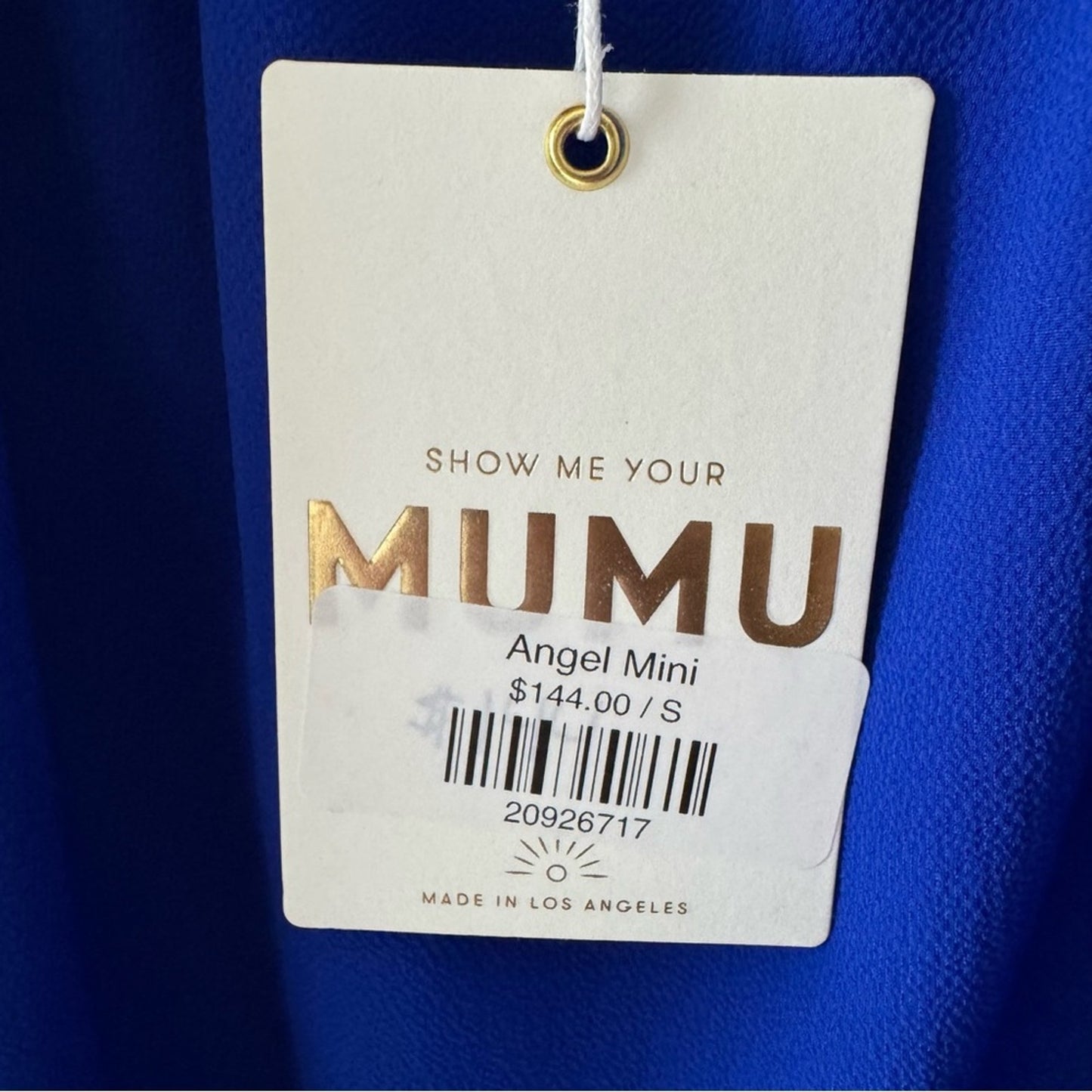 Show Me Your Mumu Angel Mini Dress Royal Blue Shift Tie spaghetti straps pockets