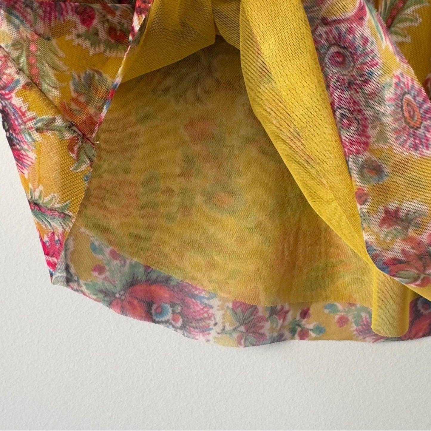 Anthropologie Chiffon Button Up Front 3/4 sleeve top floral stretch layered XS