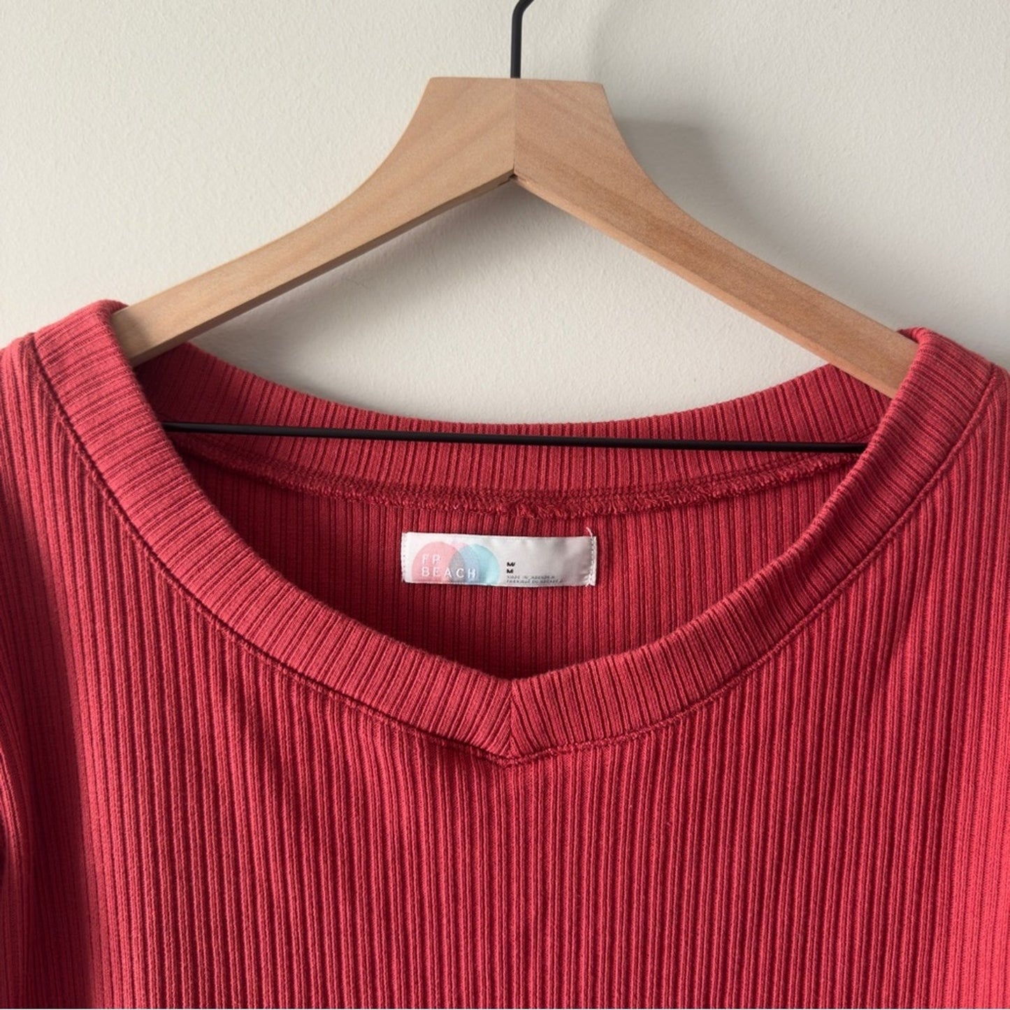 Free People FP Beach Ribbed Long Sleeve Tunic Cotton Stretch Casual oversized M