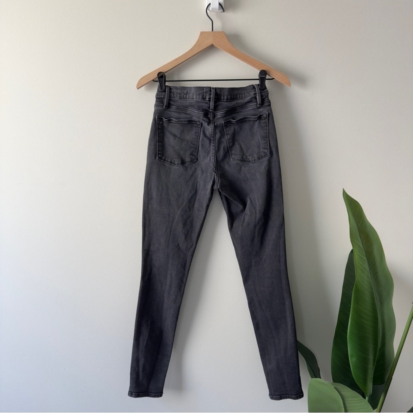 Frame Le High Skinny Jeans Button Fly Denim High Rise Gray Stretch cotton pocket