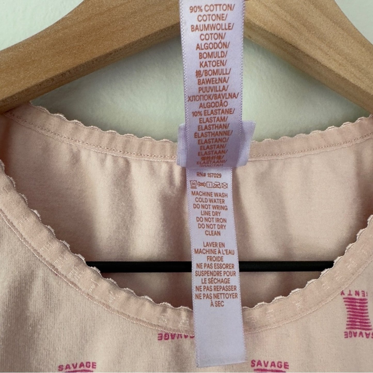 Savage X Fenty Cotton Jersey Crop Top Pink Ash X Link Print Short Sleeve Stretch