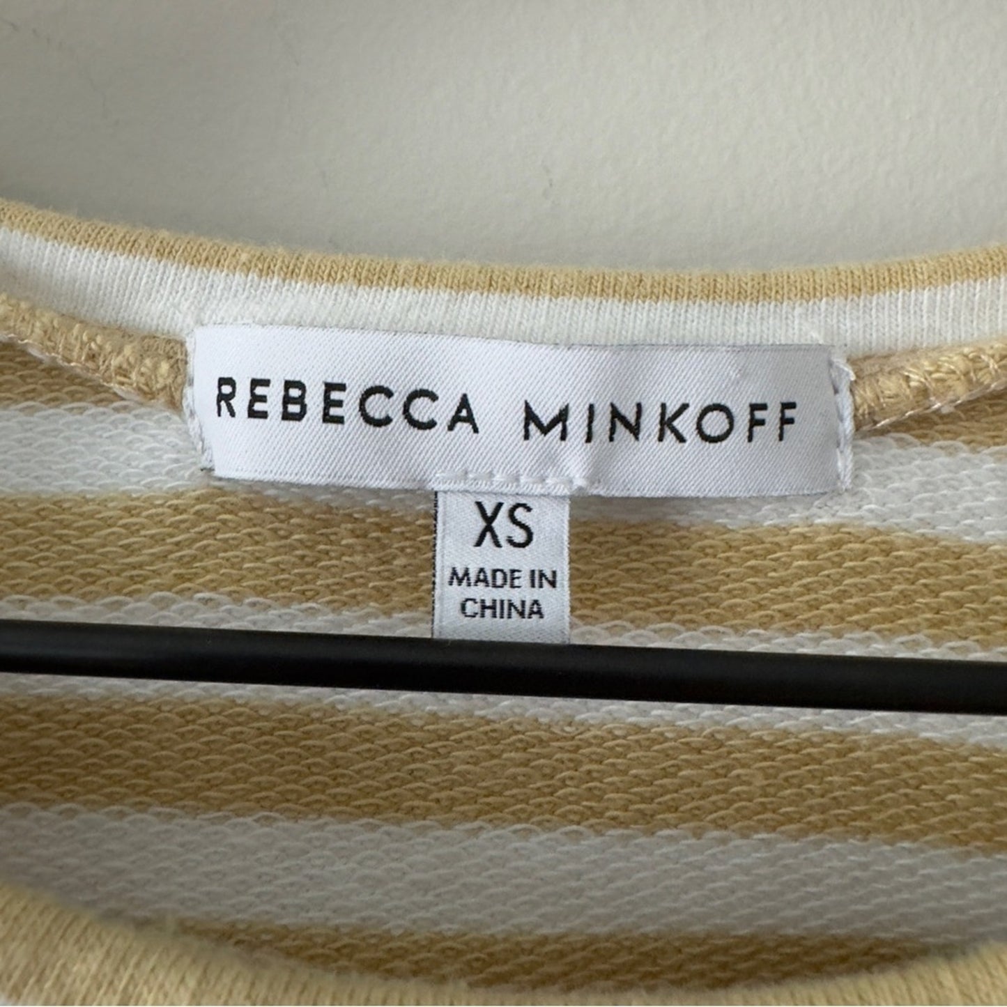 Rebecca Minkoff Puffed Shoulder Long Sleeve Tope Striped Crew cotton stretch XS