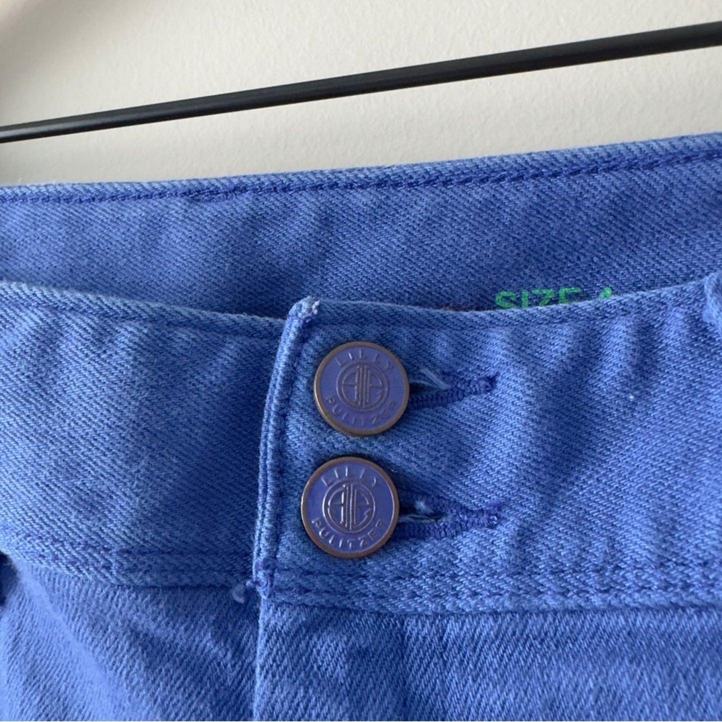 Lilly Pulitzer Worth Straight Jean Blue Cotton Stretch Pockets Zip double button