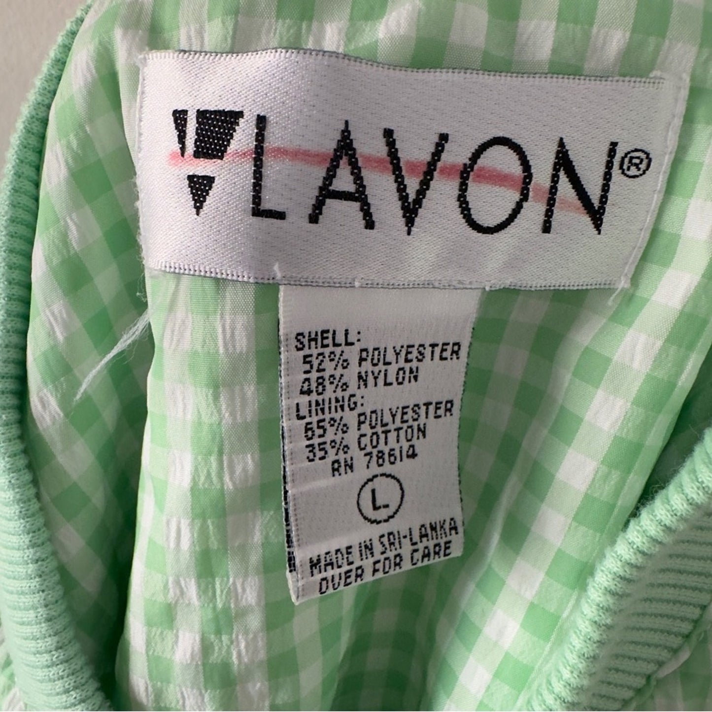 Vintage 80s Lavon Gingham Full Zip Jacket Shoulder Pads windbreaker pockets L
