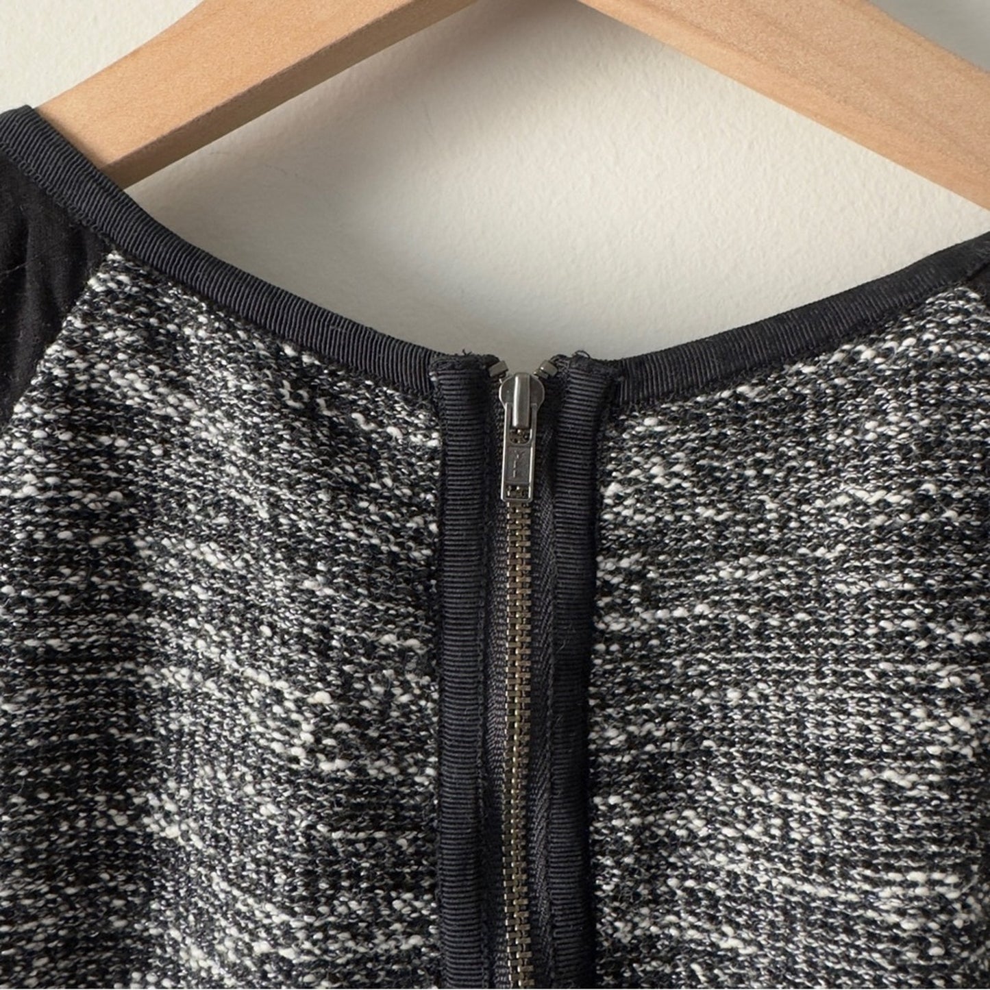 Eileen Fisher Sleeveless Sheath Black White Tweed Dress zip cotton mini zip up M