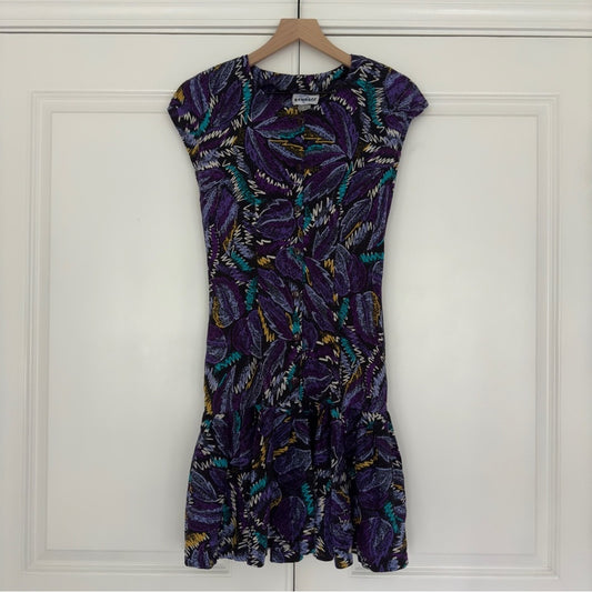 Vintage 90s Rampage Button Down Midi Dress 1990s Print Shoulder Pads VTG 9/10