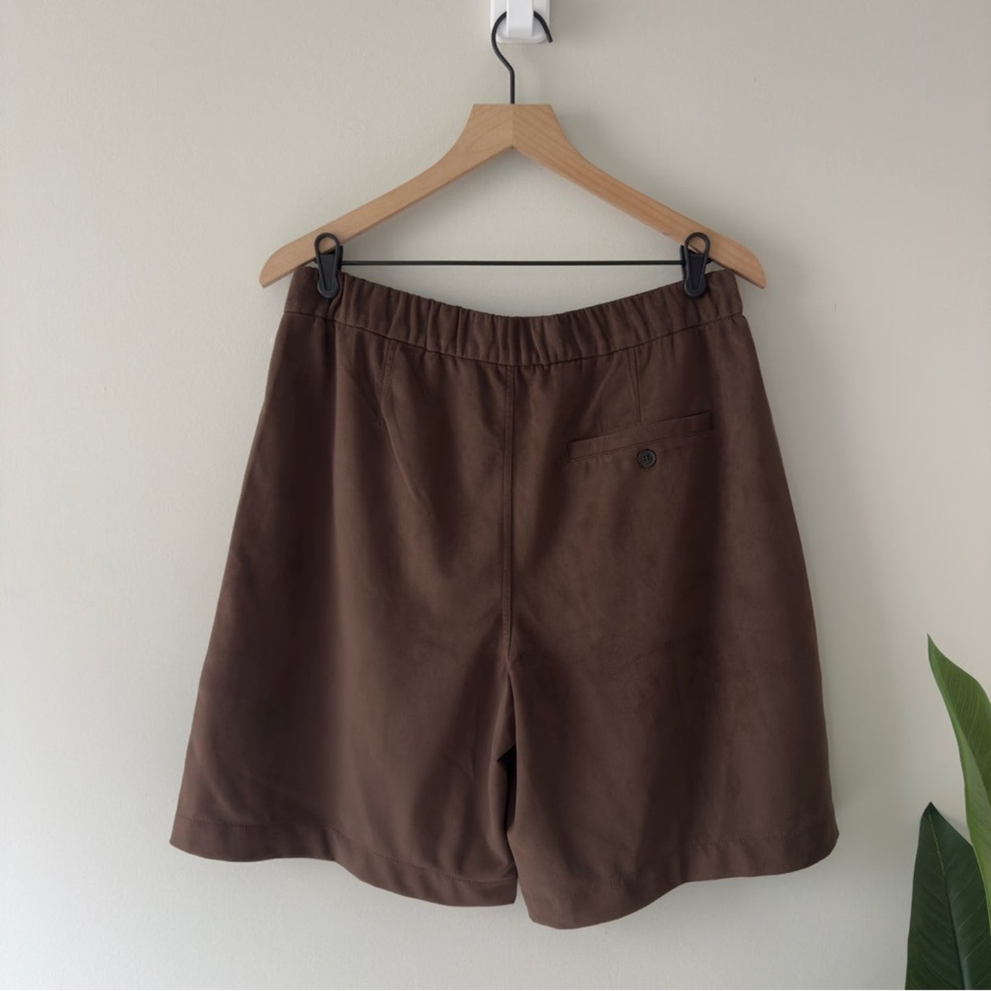 Free People We The Free Straight On Suede Shorts Brown Retro Pleated Bermuda Zip