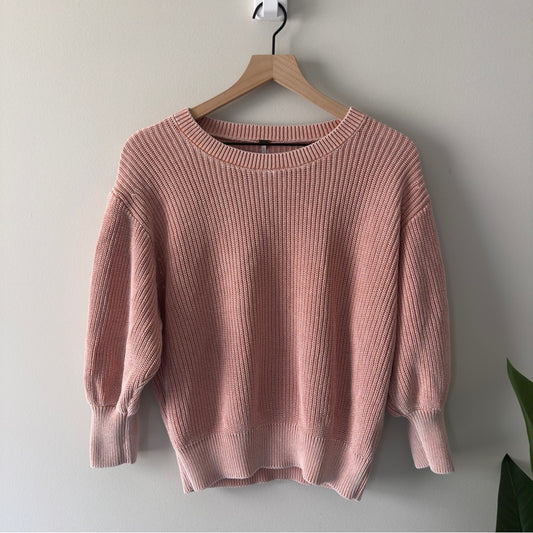 Young Fabulous & Broke 100% Cotton Pink Women's Sweater crew neck ribbed solid M