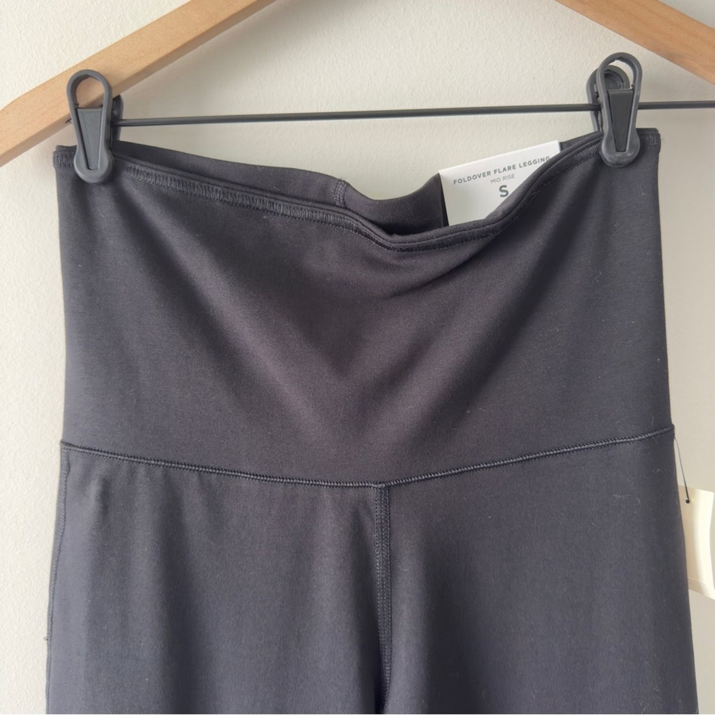 Aeropostale Aero Foldover Flare Leggings Black Pants Solid stretch adjustable S