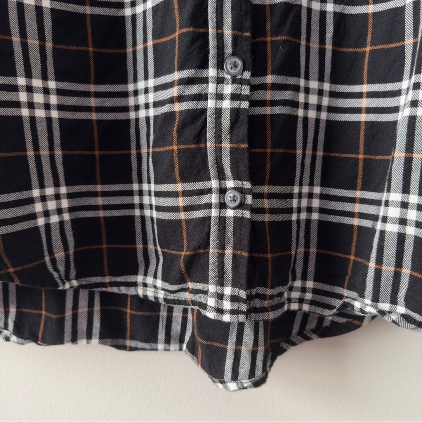 Sanctuary Anthropologie Plaid Button Down Shirt collared roll tab sleeve pockets