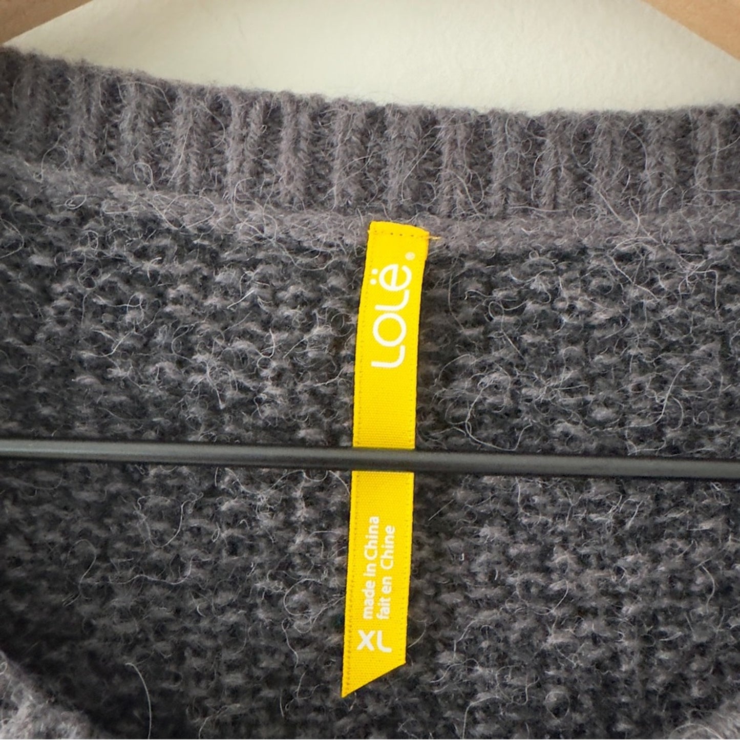 Lole Alpaca Blend Charcoal tight Knit Sweater crew neck long sleeve warm cozy XL