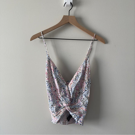 Revolve AFRM Multicolor Animal Print Crop Tie Front Camisole scoop v-neck smock