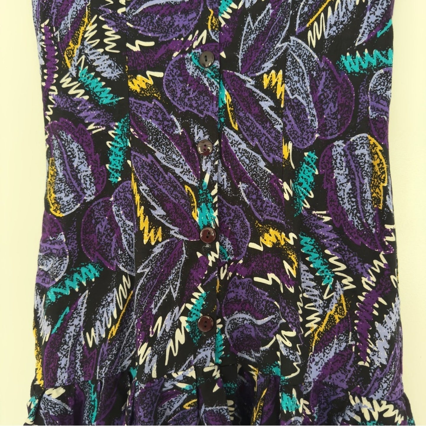 Vintage 90s Rampage Button Down Midi Dress 1990s Print Shoulder Pads VTG 9/10