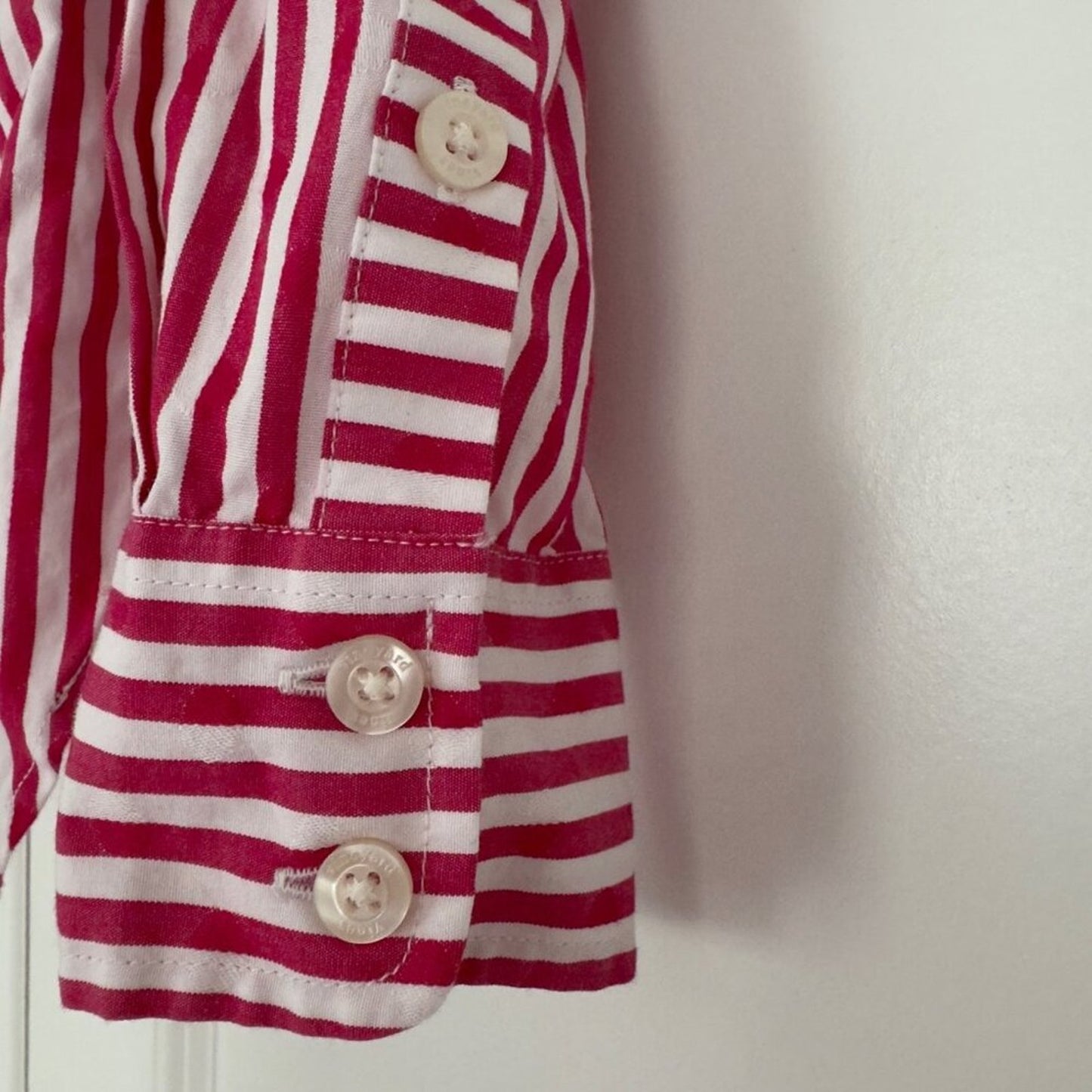Vineyard Vines 100% Cotton Striped Ruffle Neck Button Down Top Long Sleeve 4