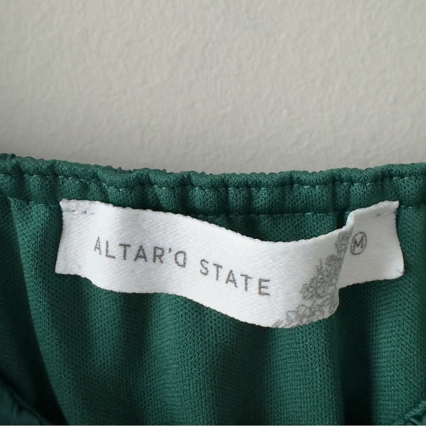 Altar’d State Emerald Green Long Sleeve Dress Tiered A-Lined Square Neck Ruched