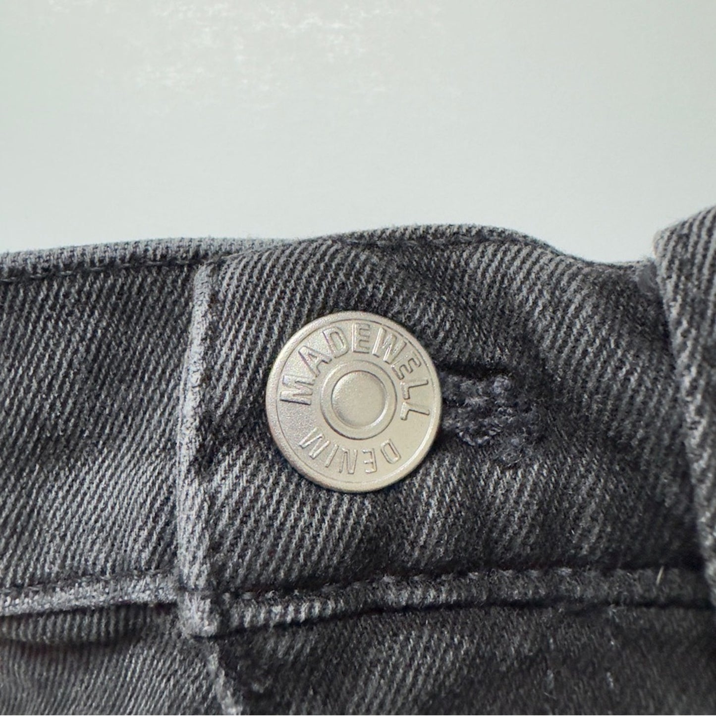 Madewell High-Rise Denim Shorts Jean cotton stretch high waisted gray black zip