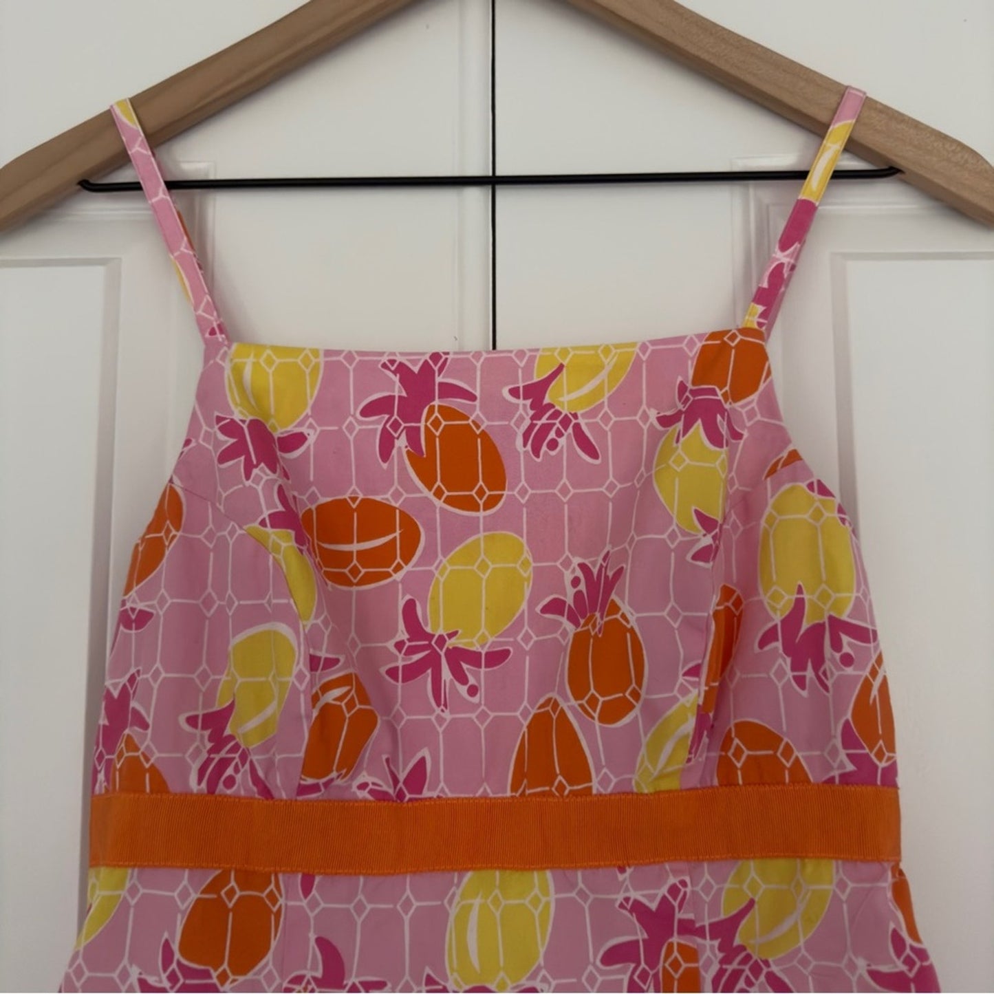Lilly Pulitzer Vintage White Label Pineapple Dress Adjustable Spaghetti Straps 0