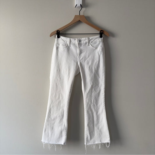 DL1961 Smart Denim Lara Cropped Flare Jeans in Porcelain White Women's raw hem
