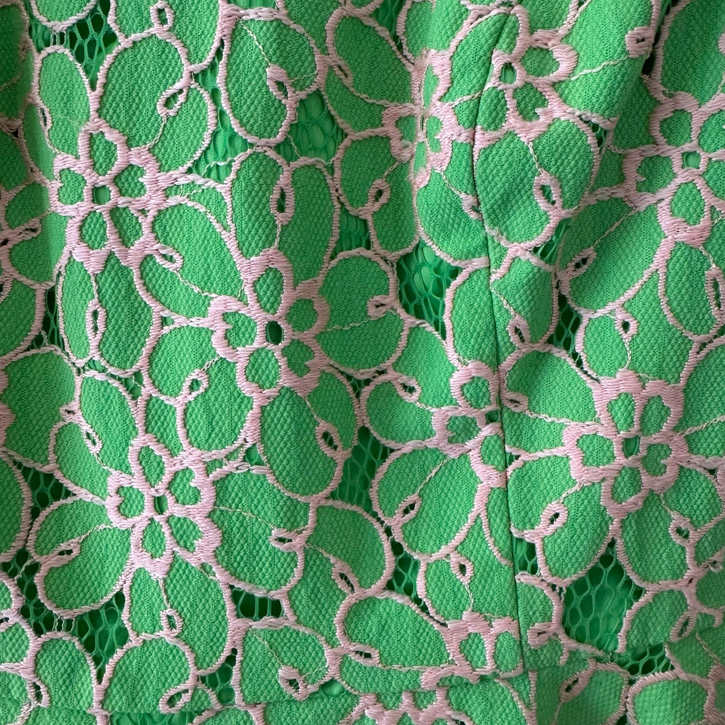 Lilly Pulitzer Green Floral Lace Mini Dress Mini A-Line Summer V-Neck Preppy EUC