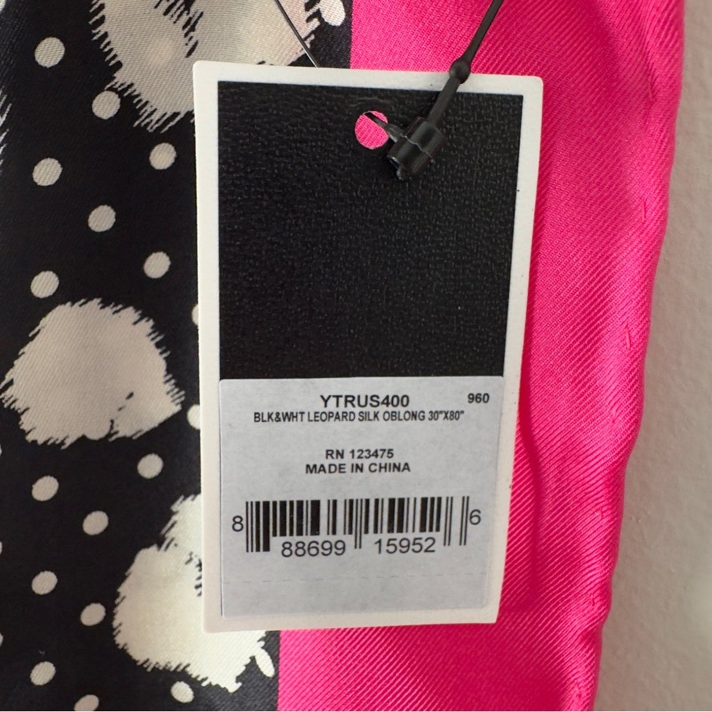 Juicy Couture 100% Silk Scarf Leopard Animal Print Y2K Pink Black 30” x 80” NWT