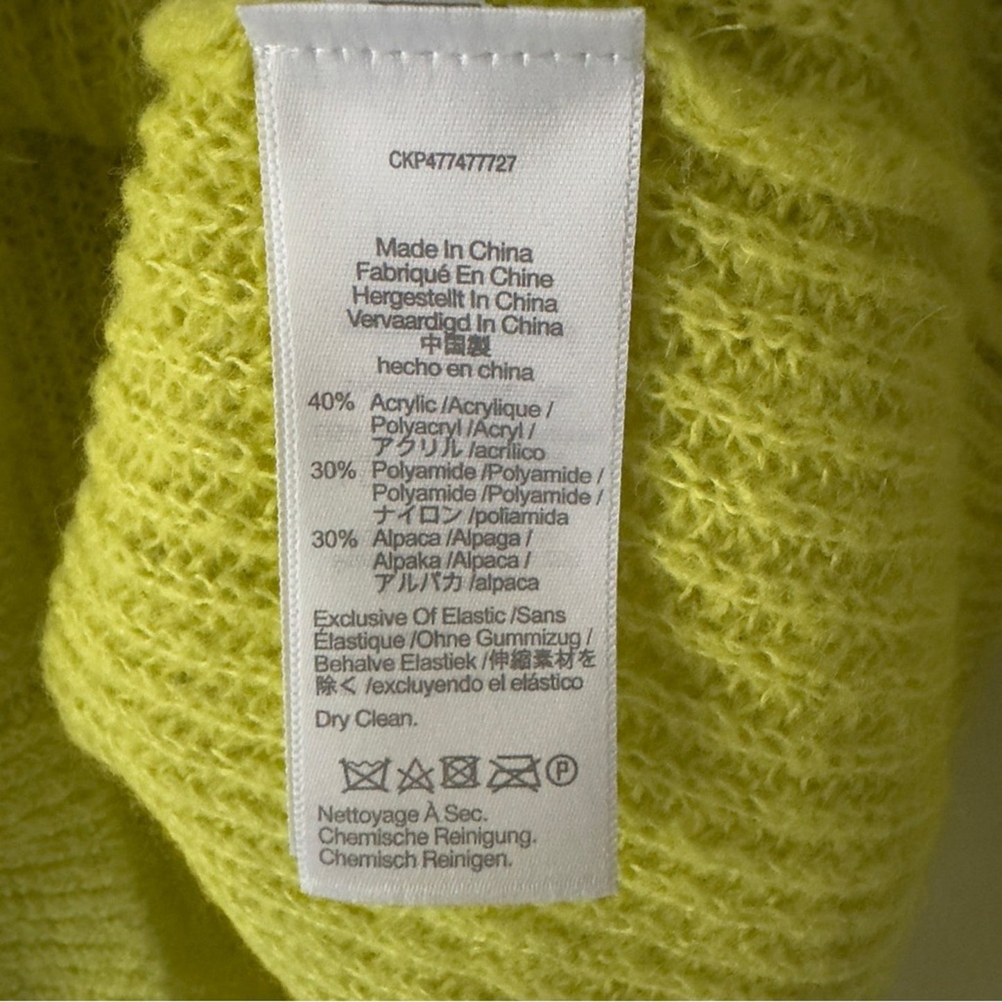 Madewell Alpaca Blend Neon Green Yellow Women's Sweater crew neck long sleeve S