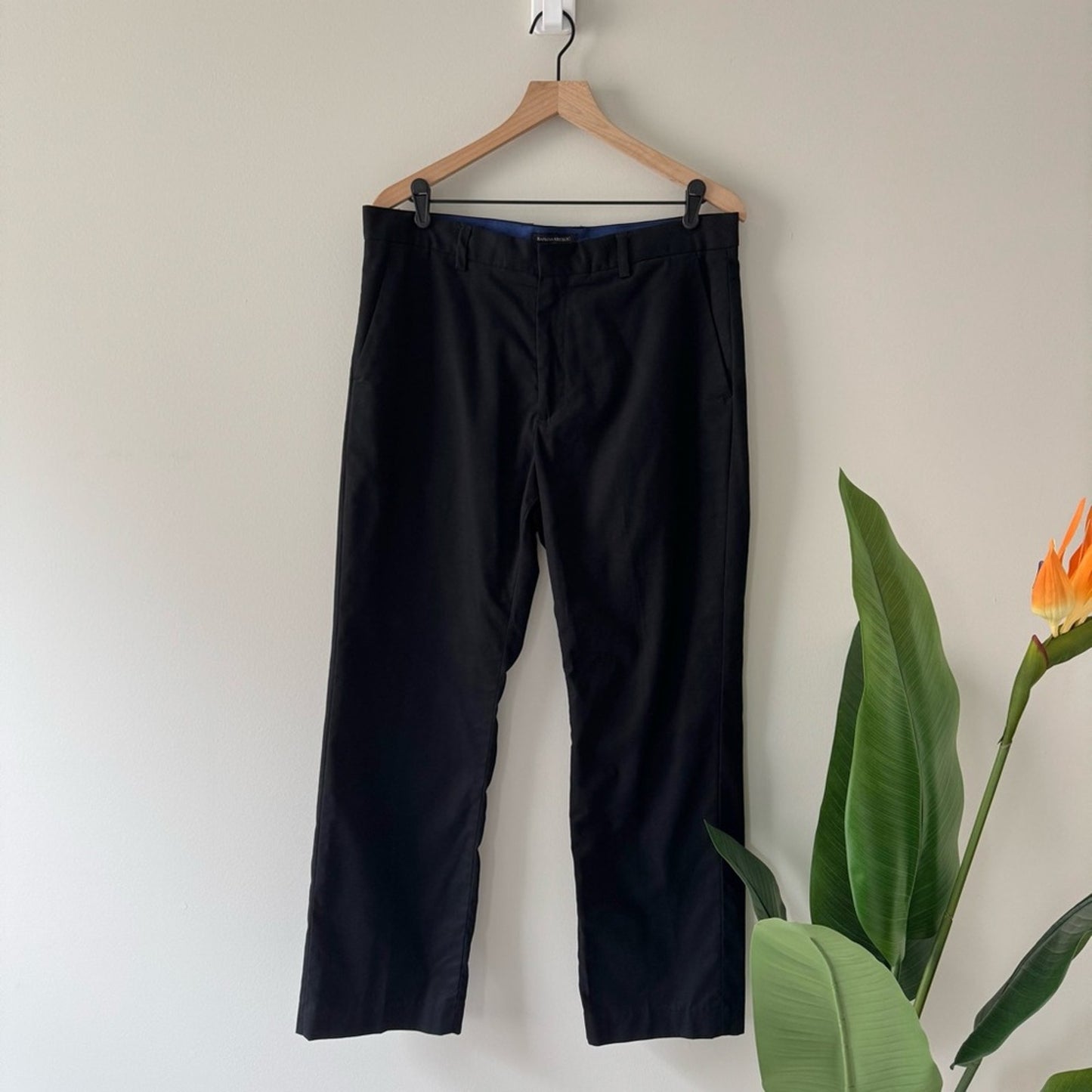 Banana Republic Non-Iron Tailored Fit Black Chinos Zip Hook & Eye Pockets Pants