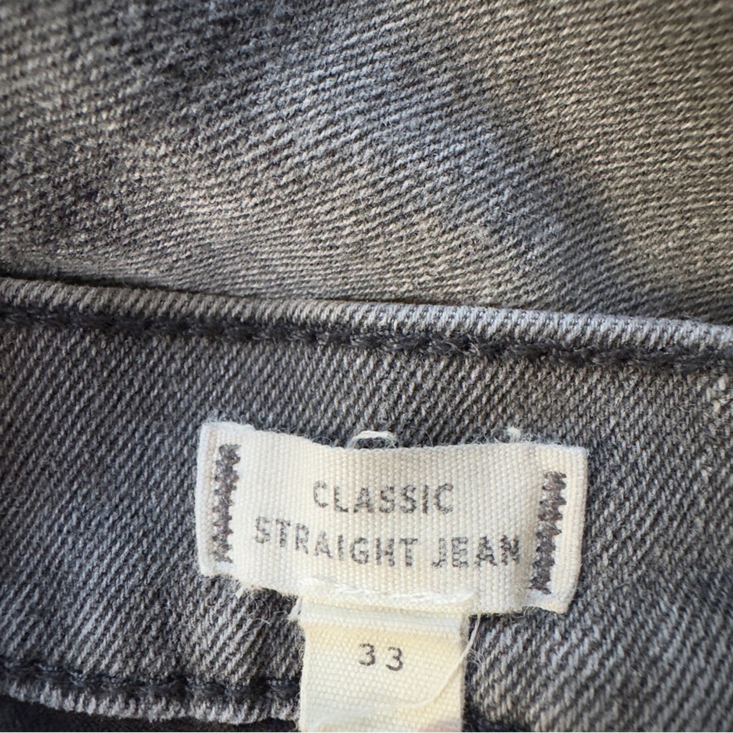 Madewell Classic Straight Jean Gray Jeans denim raw hem zip button pockets EUC