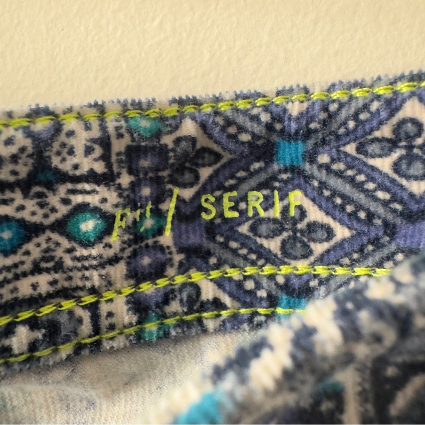 Pilcro and the Letterpress Anthropologie Blue Patterned Patchwork Corduroy Pants
