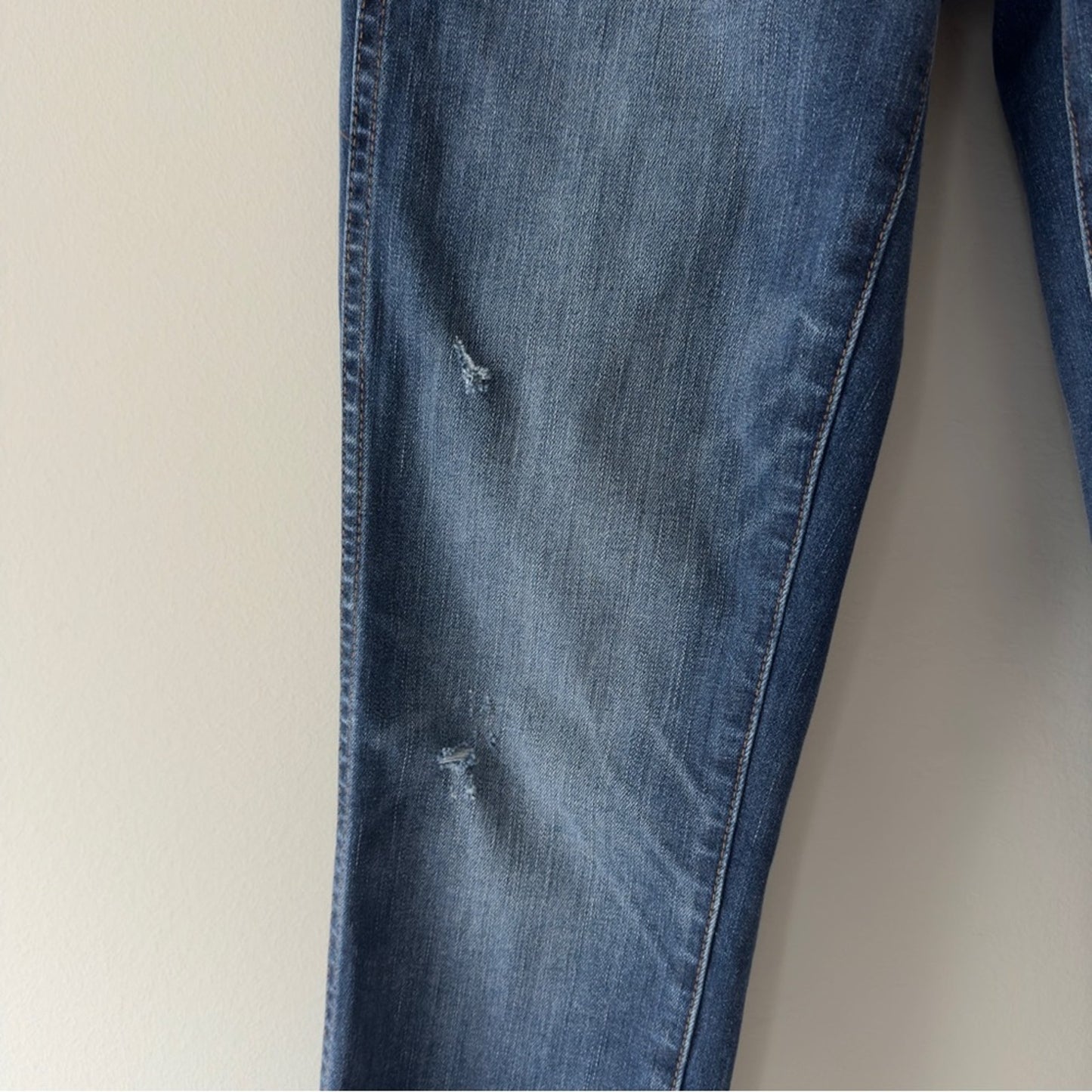 Madewell 10” High-Rise Skinny Jeans Button Fly Distressed denim casual dark Wash