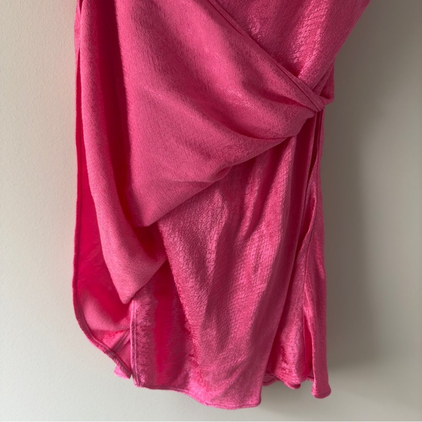 Zara snake print Satin hot Pink Slip Dress faux wrap spaghetti straps mini party